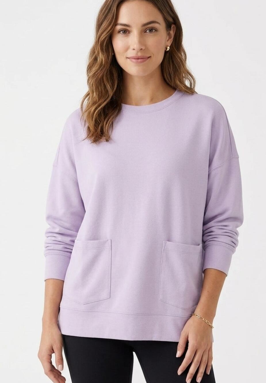 Halara Oversized Sweatshirt XS Lilac Purple Long Sleeve Top Pockets Minimalist